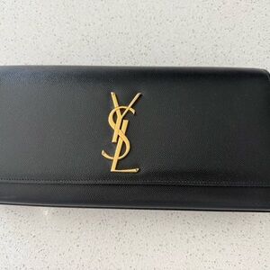 Yves Saint Laurent Black Clutch with Gold Logo